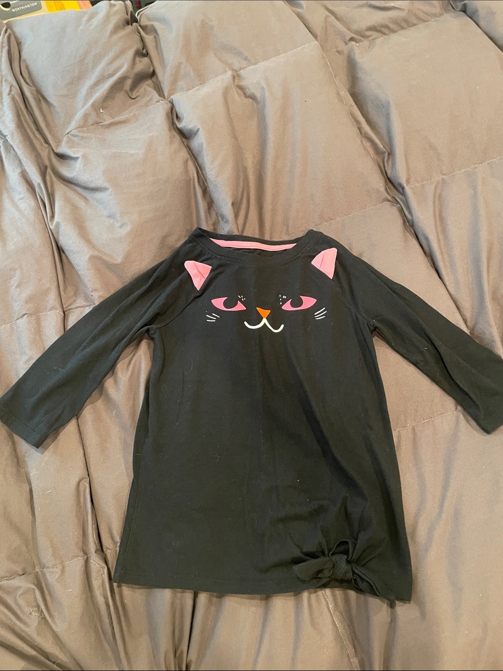 Cat & Jack Black Cat Graphic Sleeve Shirt - Pink Accent